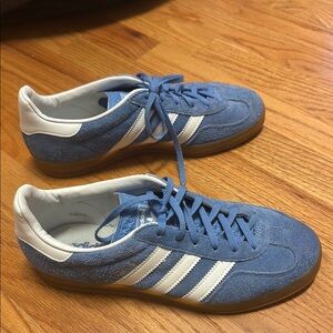 Adidas Blue and White Athletic Shoes with Suede Finish